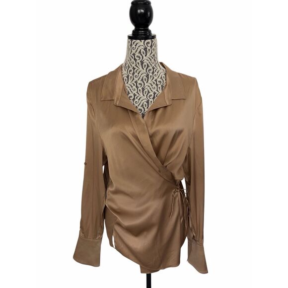 SER.O.YA Karry Silk Side Fasten Blouse in Natural Beige Size L - Picture 4 of 12